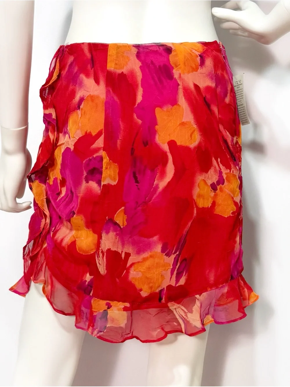 NWT Cache floral multicolored orange, red, fucsia Pink skirt |Size 6